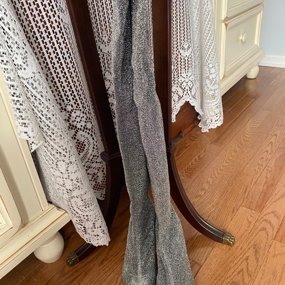 NWOT Buffalo Silver Lurex Fabric thigh High Over-the-knee stiletto heel boot - Picture 3 of 11